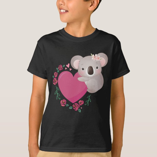 Koala Girl Australian Animal Heart T-Shirt (Front)