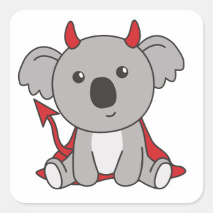 Koala Halloween Cute Devil Kids Witches Costume Sq Square Sticker