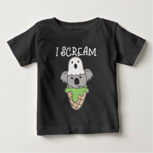 Koala Halloween Ghost I Scream Ice Cream Pun Baby T-Shirt