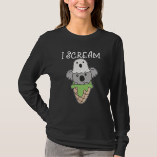 Koala Halloween Ghost I Scream Ice Cream Pun T-Shirt