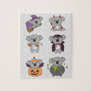 Koala Halloween Witch Devil Pumpkin Vampire Jigsaw Puzzle