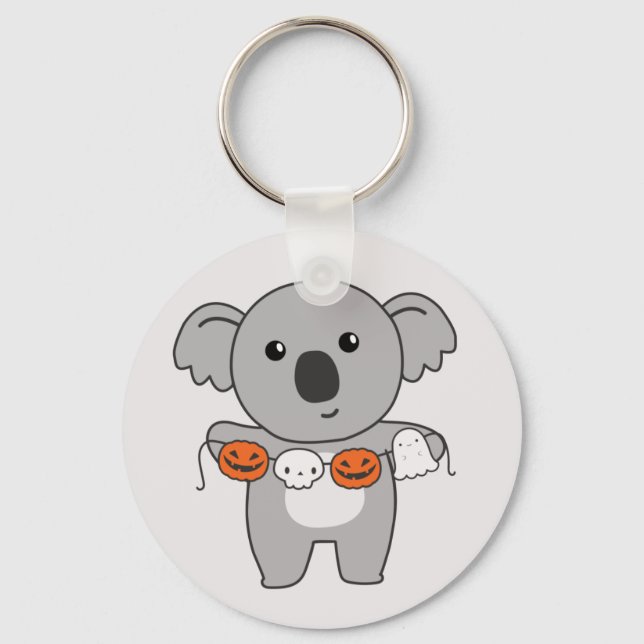 Koala Happy Halloween Pumpkin Bat Costume Keychain (Front)