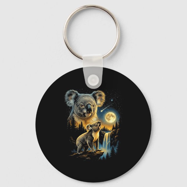 Koala howling to the moon meme funny 90's koala keychain (Front)