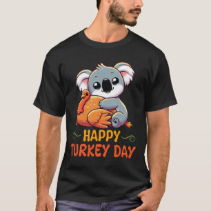 Koala Hugging Turkey Happy Thanksgiving Turkey Day T-Shirt