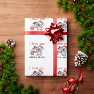 Koala I Love You Snow Much Snowman Pun Wrapping Paper