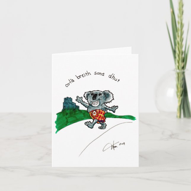 Koala in a Kilt birthday card (Front)