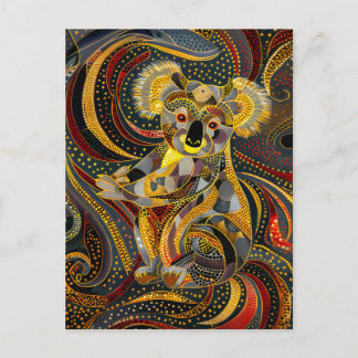 Koala in Aborigine Dot Art Style Postcard