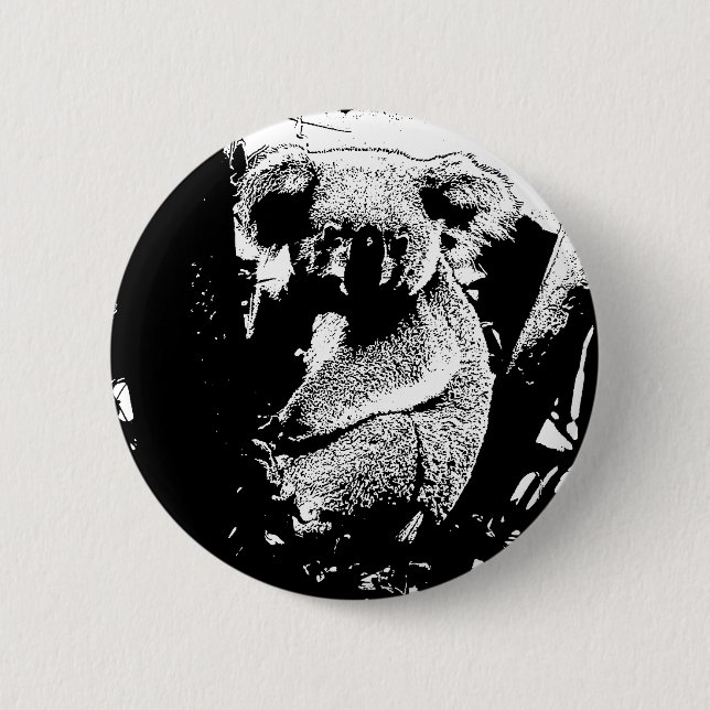 Koala in Black and White 2 Inch Round Button (Front)