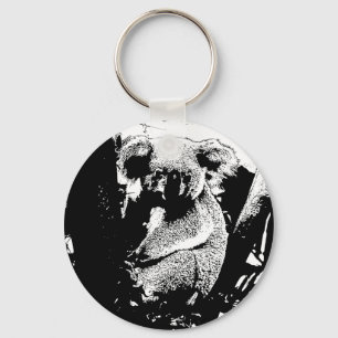Koala in Black and White Keychain