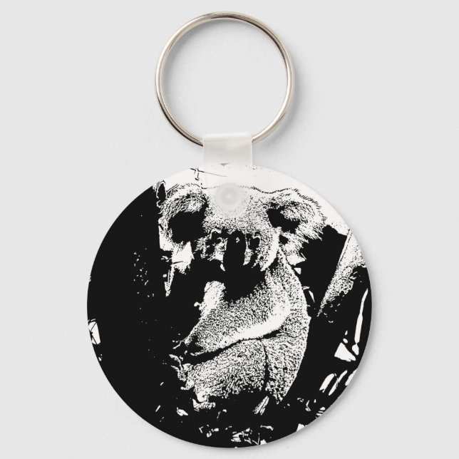 Koala in Black and White Keychain (Front)