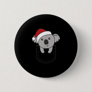 Koala In Cket Christmas Cute Koala In Breast Cket  2 Inch Round Button