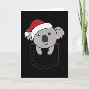 Koala In Cket Christmas Cute Koala In Breast Cket  Card