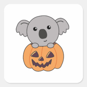 Koala In Pumpkin Orange Koalas Halloween Bärchen Square Sticker