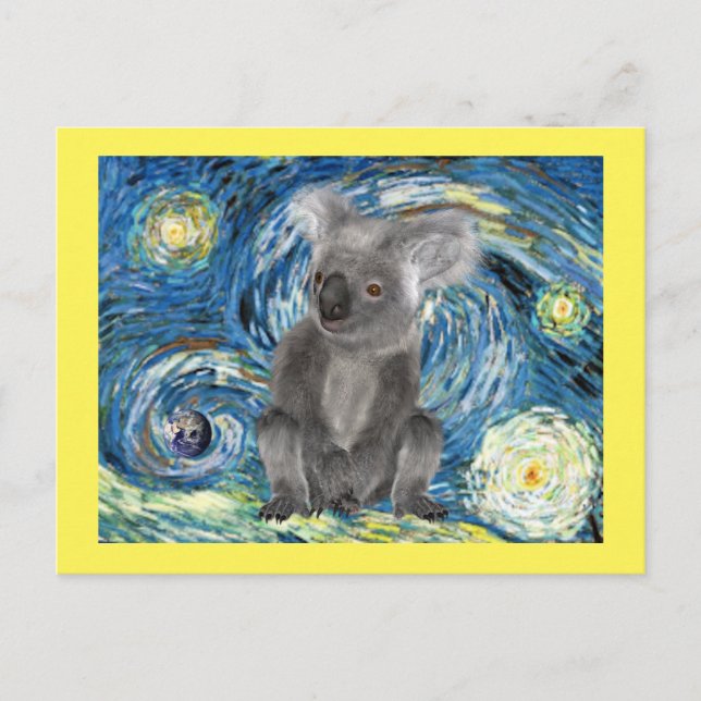 Koala in Starry Night, Endangered Species Postcard (Front)