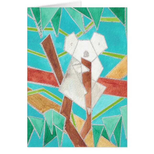 Koala in Tree Original Abstract Art (Devant)