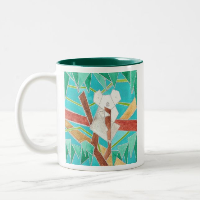 Koala in Tree Original Abstract Art Two-Tone Coffee Mug (Left)