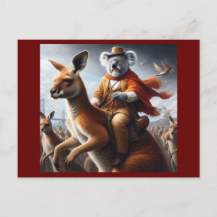 Koala Kangaroo Rider Postcard