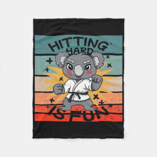 Koala Karate Martial Arts Cartoon Energetic Humoro Fleece Blanket