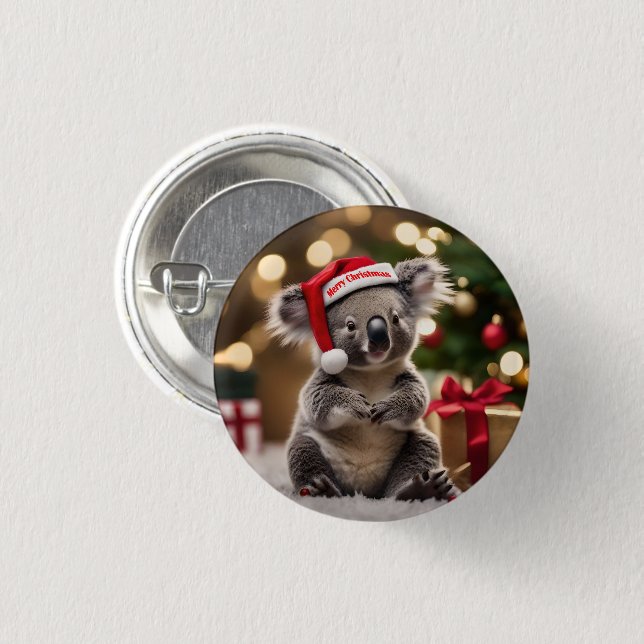 "Koala Kris Kringle: Christmas Down Under" 1 Inch Round Button (Front & Back)
