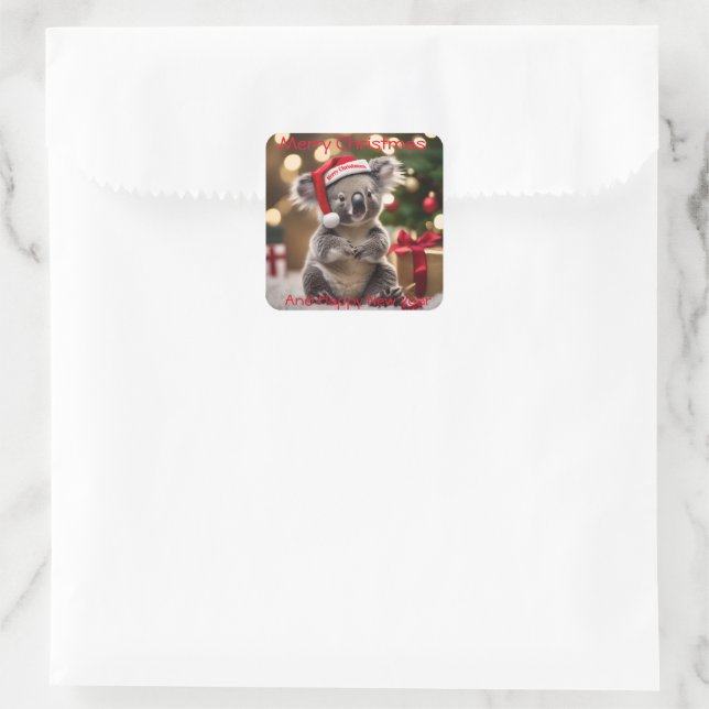 "Koala Kris Kringle: Christmas Down Under" Square Sticker (Bag)