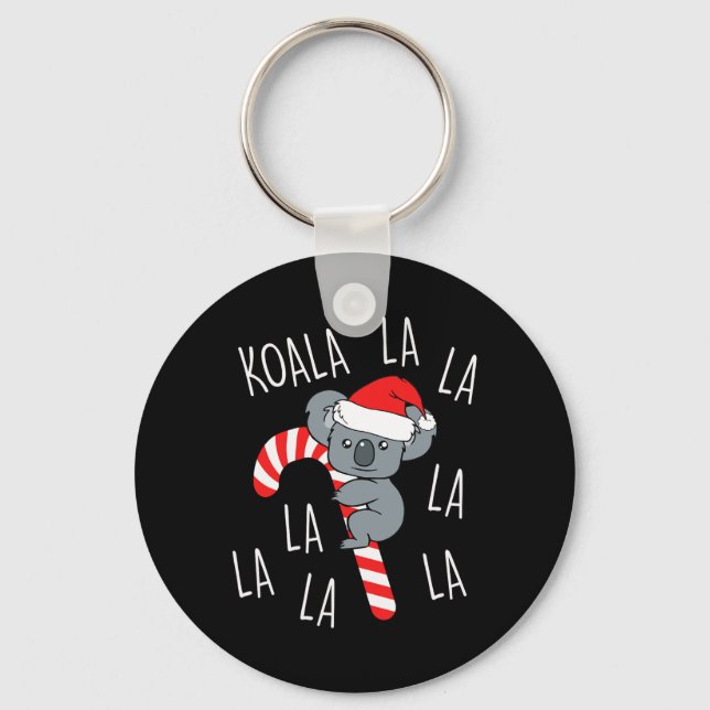 Koala La La La - Aussie Xmas Pun Funny Australian  Keychain (Front)