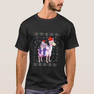 Koala Llama Christmas Kids Santa Hat Sloth Panda T-Shirt