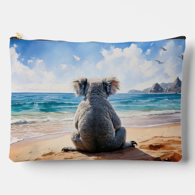 Koala looking at the ocean accessory pouch (Front)