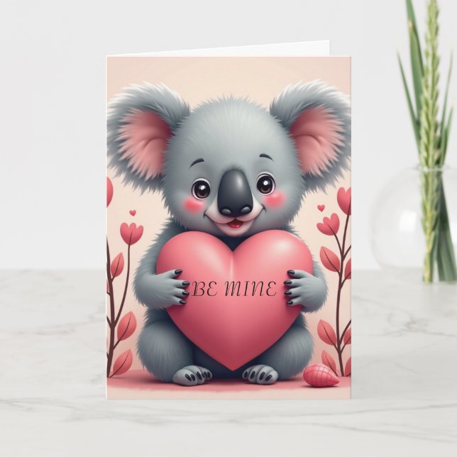 Koala Love Folded Valentine Card (Front)