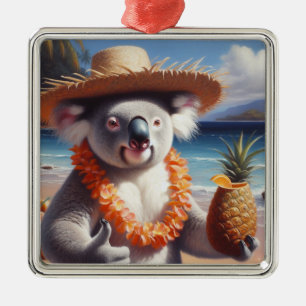 Koala Luau Metal Ornament