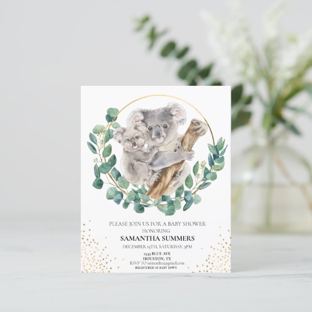Koala Mama and Baby Watercolor baby Shower  (Standing Front)
