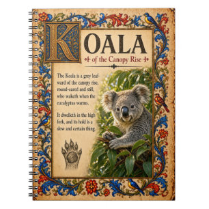 Koala, Medieval Bestiary Art Notebook