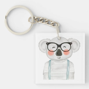 Koala mignon à l'aquarelle avec des lunettes