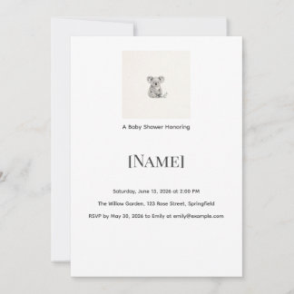 Koala Mini Baby Shower Invitation, Editable Invitation