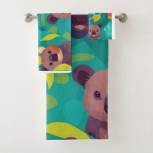 Koala Mosaic Colourful Personalized Pattern Bath Towel Set