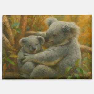 Koala Mother and Joey in Autumn Canopy Magnet