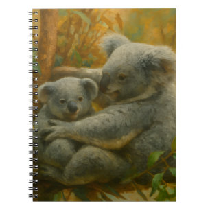 Koala Mother and Joey in Autumn Canopy Notebook