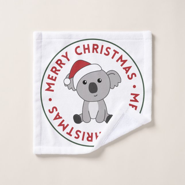 Koala Noël Neige Animaux d'hiver Koalas Laver Cl (Gant de toilette)