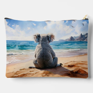 Koala on a sandy beach accessory pouch