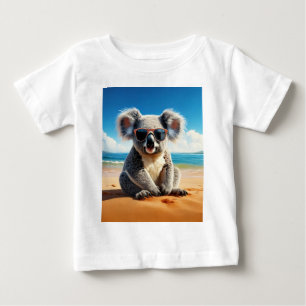 Koala on a sandy beach baby T-Shirt