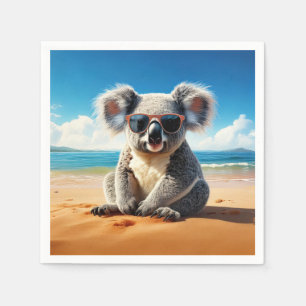 Koala on a sandy beach napkin