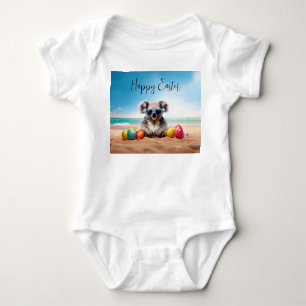 Koala on beach with Easter eggs Happy Easter Baby Bodysuit