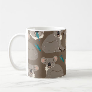 Koala on neutral brown background seamless vintage coffee mug