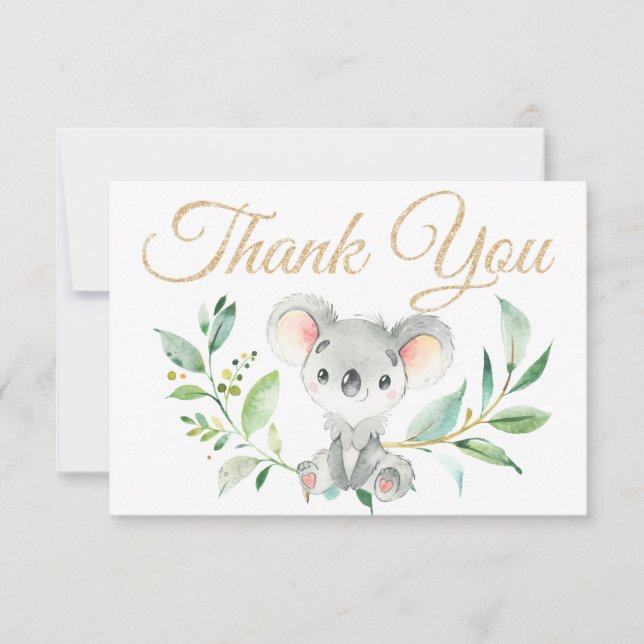 Koala or et Merci de Baby shower Eucalyptus (Devant)