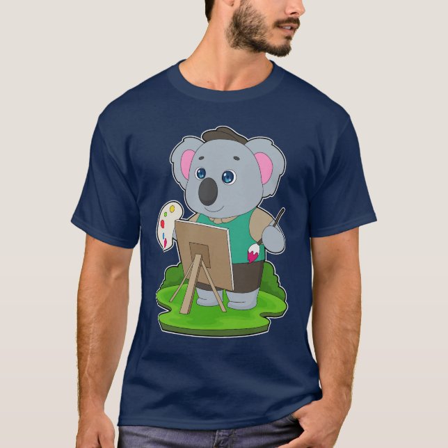 Koala Painter Paintbrush Painting T-Shirt (Front)