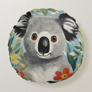 Koala Painting Round Pillow