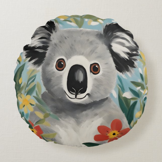 Koala Painting Round Pillow (Front)