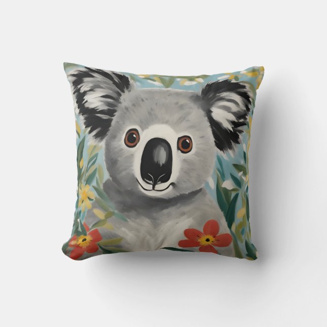 Koala Painting Throw Pillow (Front)