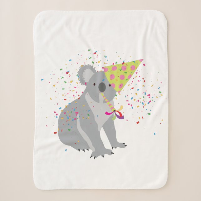Koala Partying - Animals Having a Party Sherpa Blanket (Front)