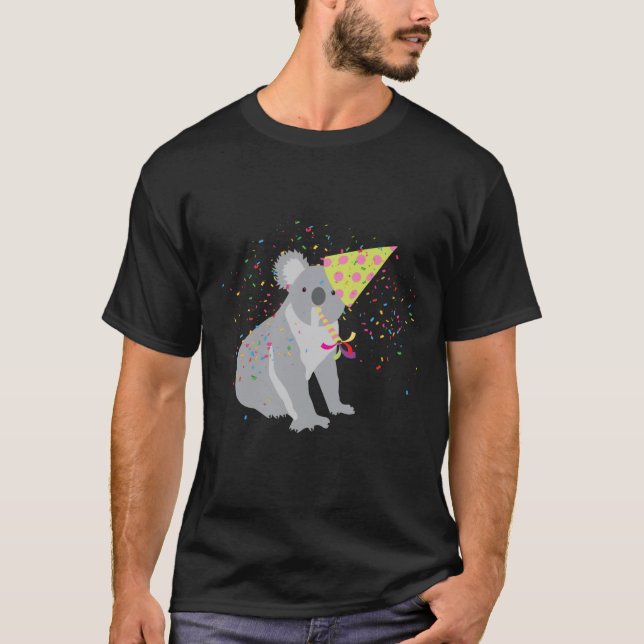 Koala Partying - Animals Having a Party T-Shirt (Front)