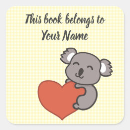 Koala Personalized Bookplate Sticker
